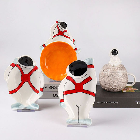 Creative hand painted cartoon ceramic students children tableware household dishes and plates set 1