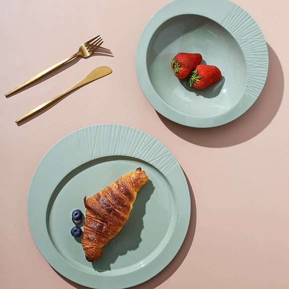 Nordic minimalist ceramic tableware straw hat plate bowl fruit salad bowl plate bread plate steak plate household 1